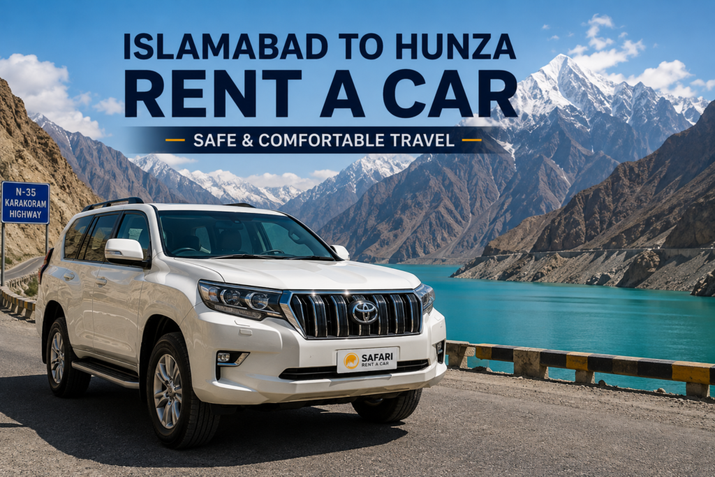 Toyota Prado on Karakoram Highway near Attabad Lake in Hunza