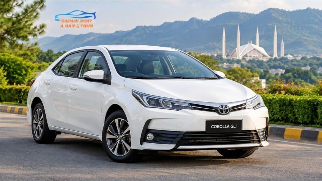 Toyota Corolla GLI for rent in Islamabad with professional driver Safari Rent a Car